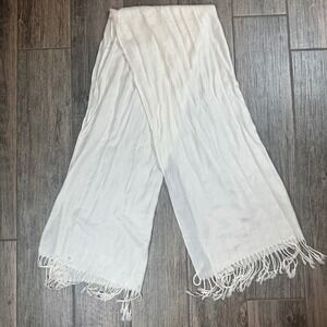100% Pashmina White Cashmere‎ Scarf Fringe Soft Luxurious Elegant Women's